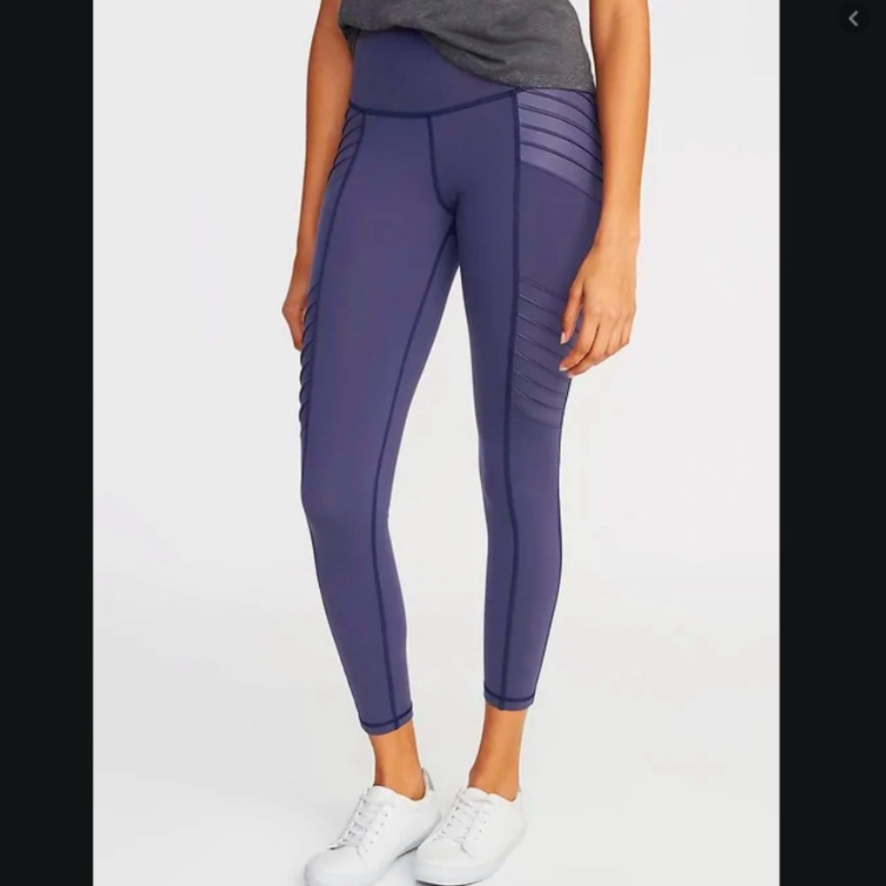 Old Navy High-Waisted Purple Moto Street Leggings